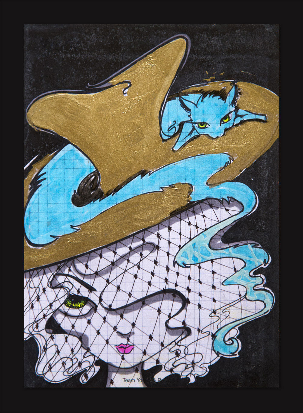 LADY WITH THE GOLDEN HAT drawings by Maher Diab