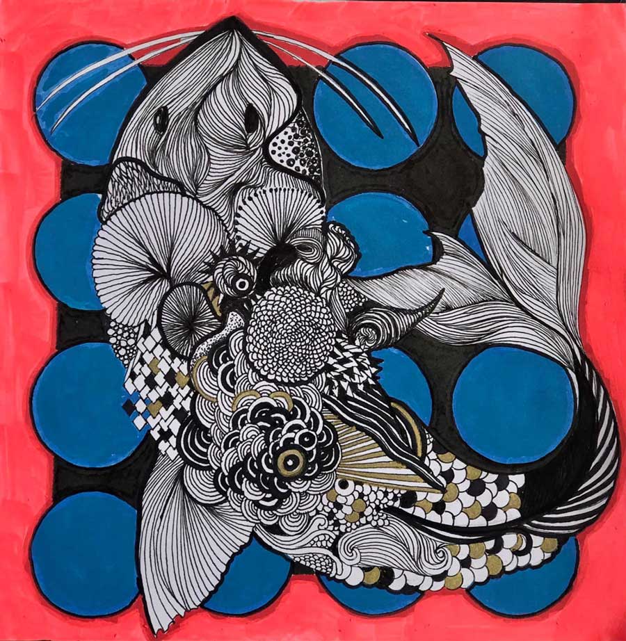 Fish drawings by Maher Diab