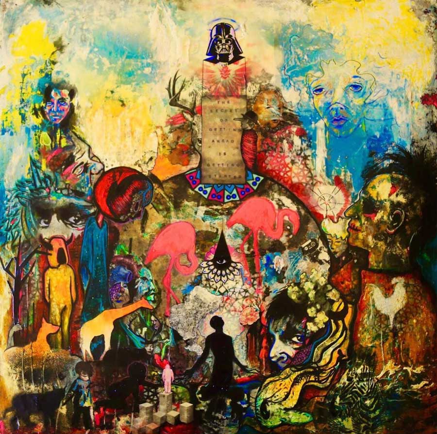 The Day the Flamingo Spoke to me paintings by Maher Diab