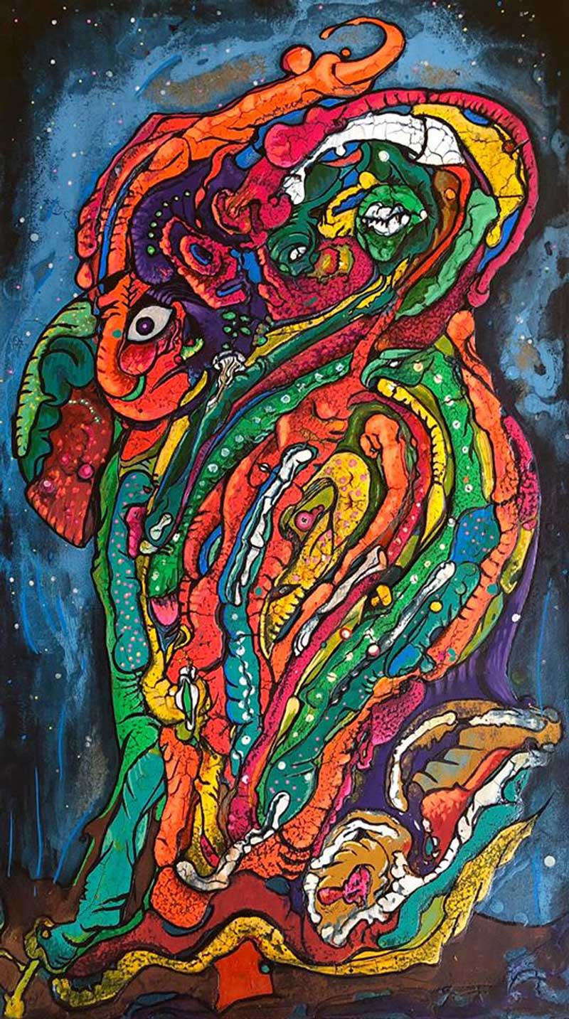 A Quadriptych Series of Mystical Beings paintings by Maher Diab