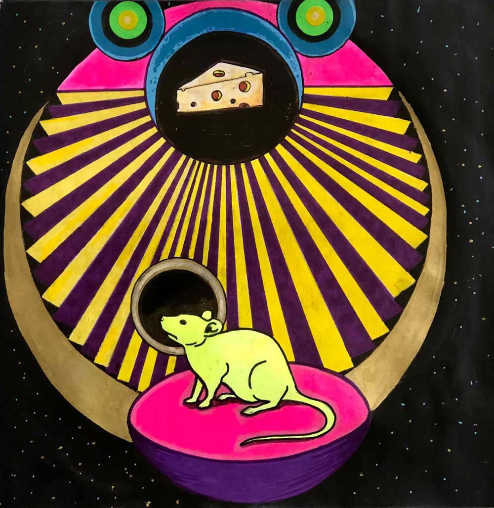 The Good Mouse and his Cheezus drawings by Maher Diab