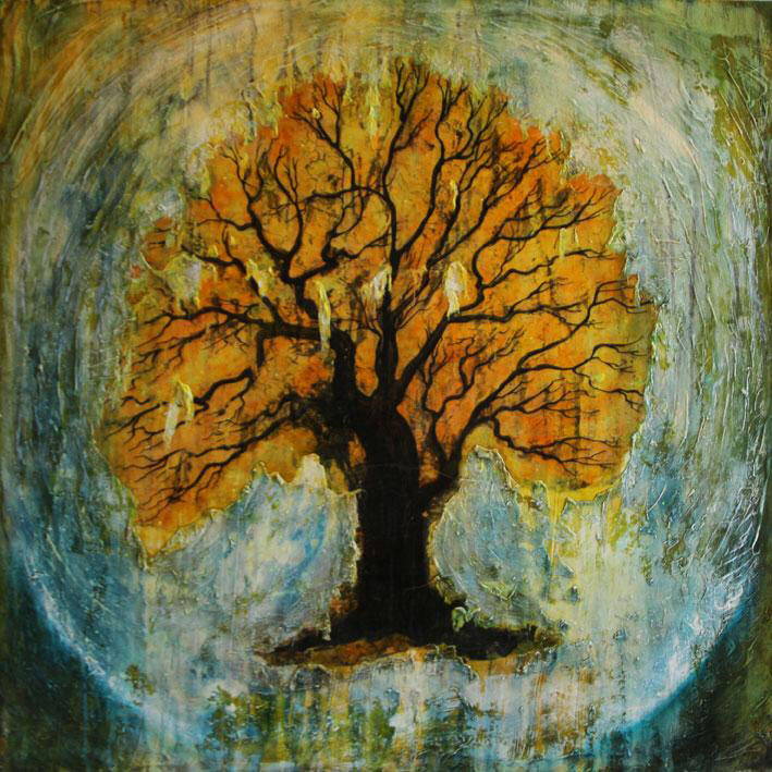 the naked tree paintings by Maher Diab